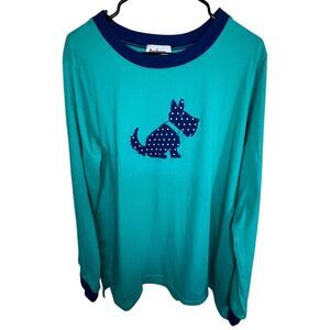 Anthony Richards Blue Long Sleeve T-Shirt With Dog Patch On Front